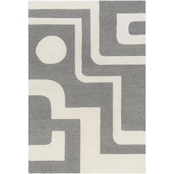 AllModern Rina Handmade Hand Tufted Wool Gray/Beige Rug Wayfair